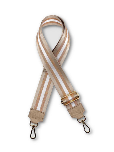 Beige / White bag strap